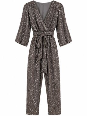 Sequin Jumpsuit in Gunmetal